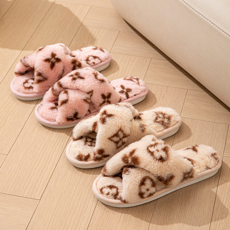Fluffy Women's Slippers Home Autumn Winter Luxury Designer Woman Shoes Flat Trend Indoor Fuzzy Fur Slides Plush Elegant Footwear