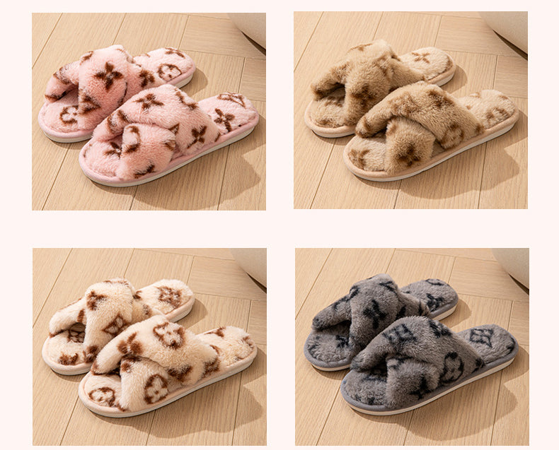 Fluffy Women's Slippers Home Autumn Winter Luxury Designer Woman Shoes Flat Trend Indoor Fuzzy Fur Slides Plush Elegant Footwear
