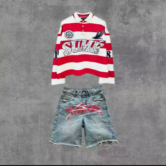 The Diamond Polo — Y2K Stripe Set
