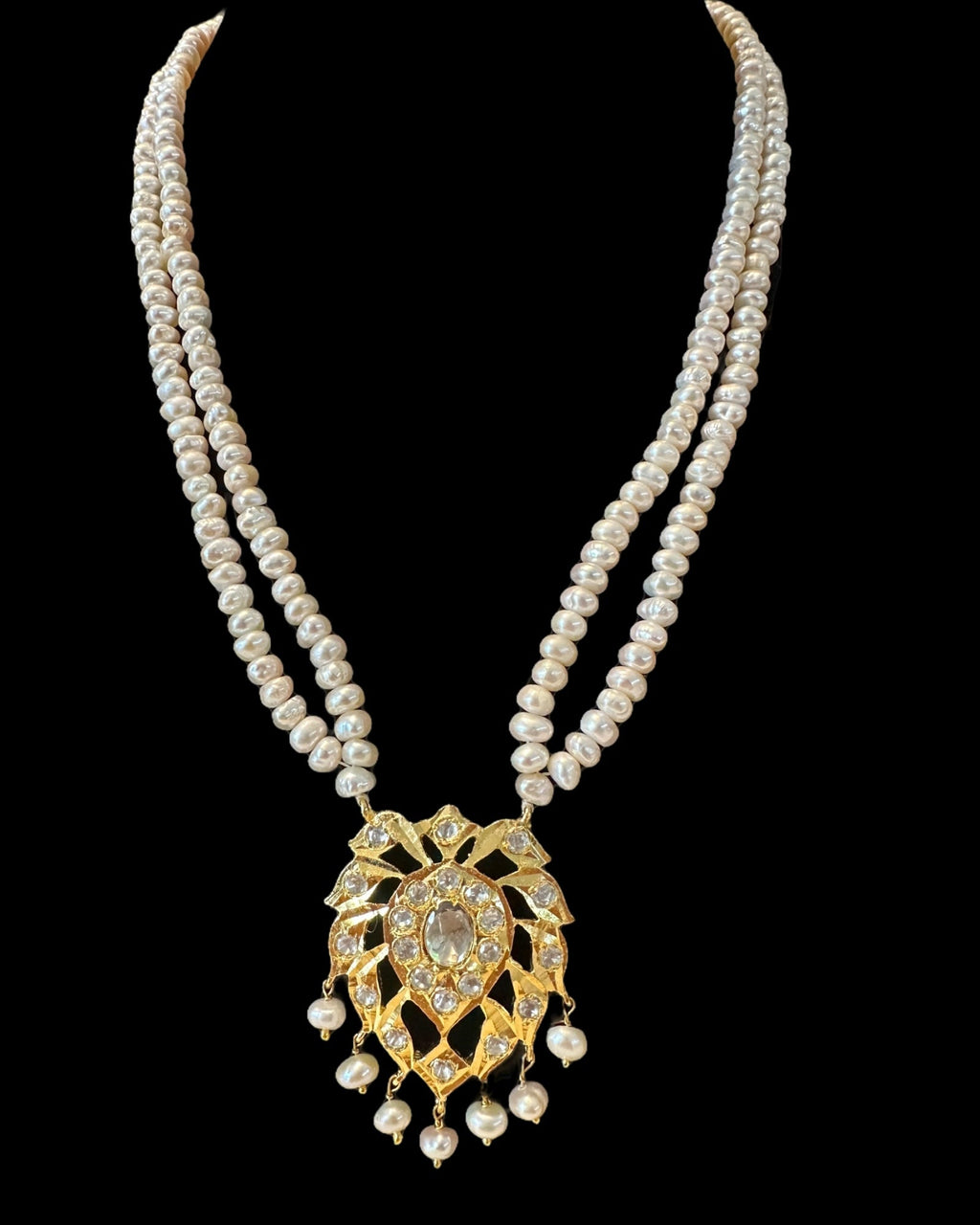 Aurora Gold Moissanite & Pearl Pendant Set