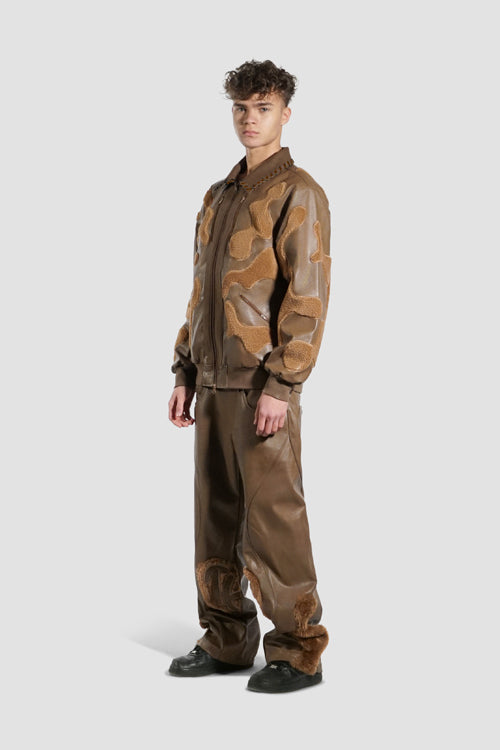 Faux Fur Vegan Leather Double Jeans