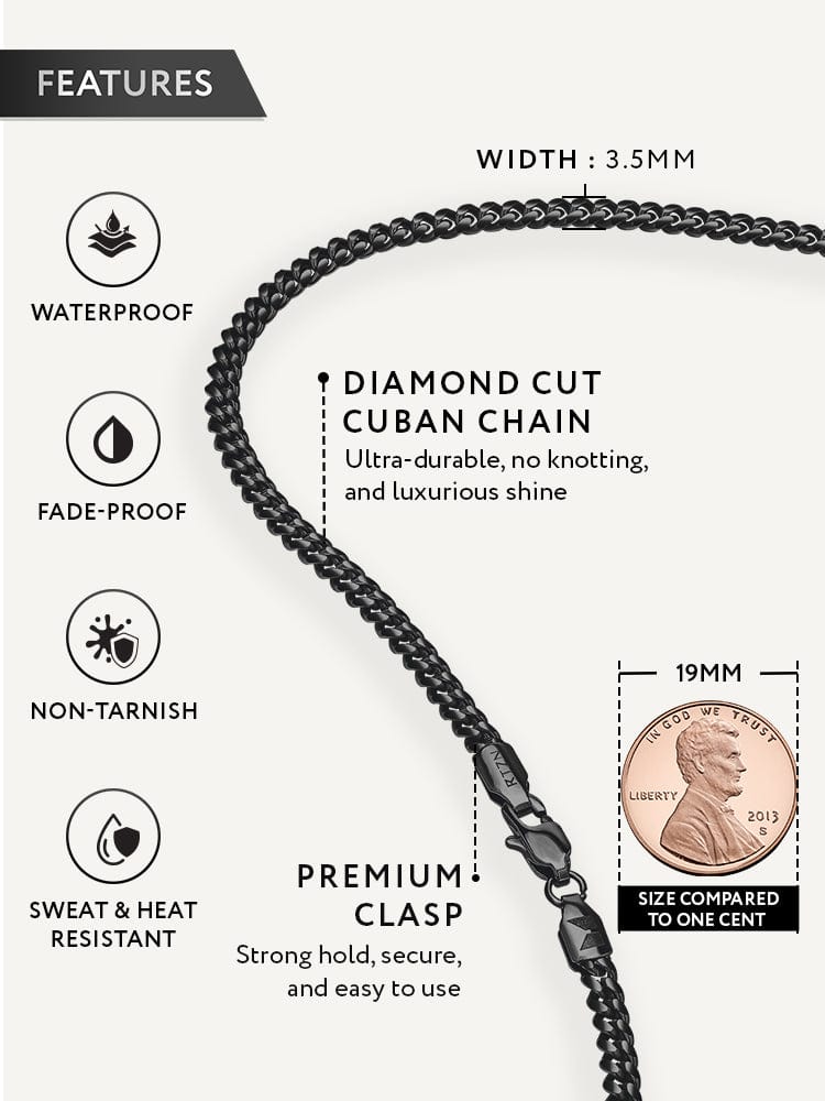 The Shadow Cuban — 3.5mm Black Link Chain