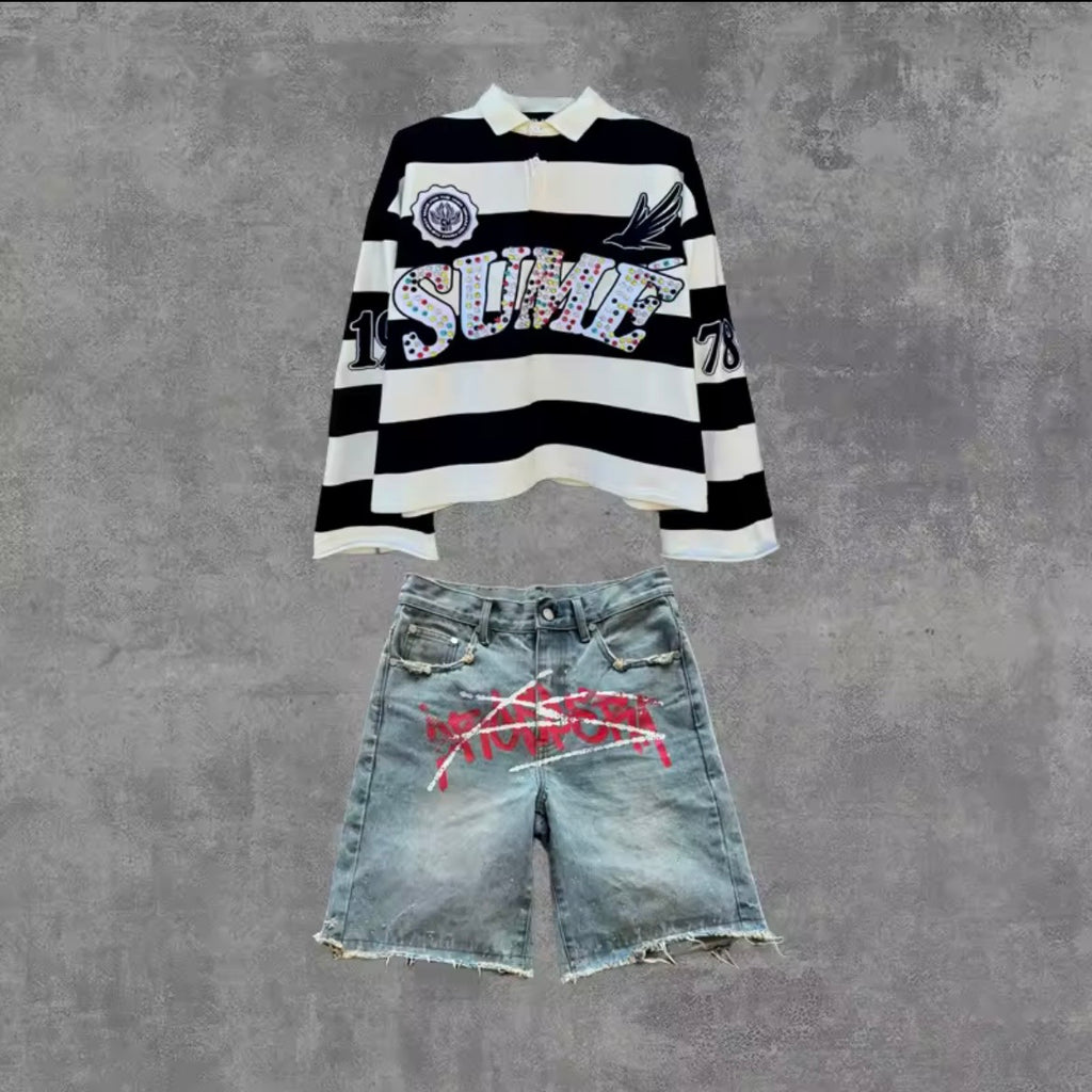 The Diamond Polo — Y2K Stripe Set