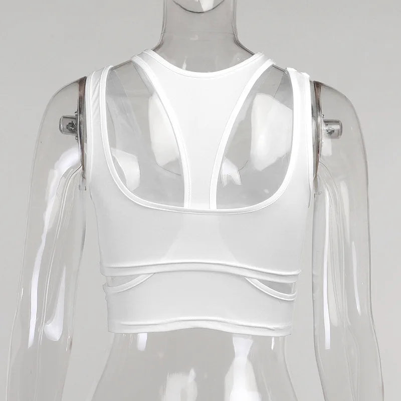 Y2K Cut-Out Sleeveless Crop Top — Women's