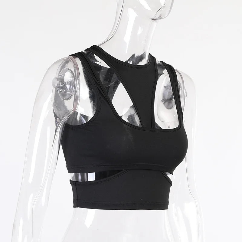 Y2K Cut-Out Sleeveless Crop Top — Women's