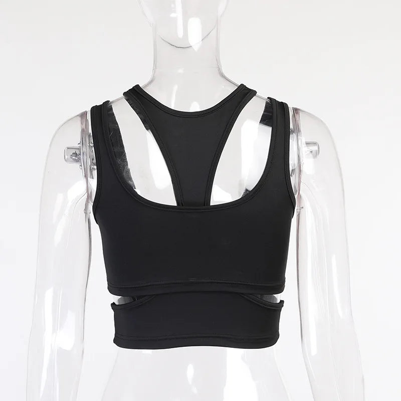 Y2K Cut-Out Sleeveless Crop Top — Women's