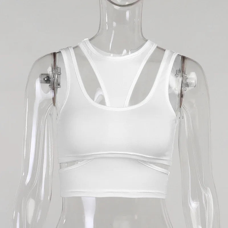 Y2K Cut-Out Sleeveless Crop Top — Women's