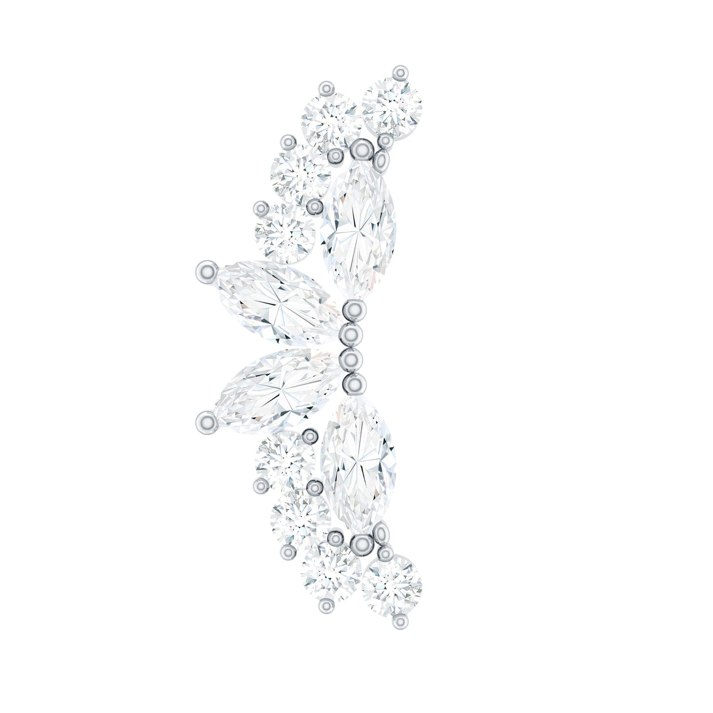 Certified Moissanite Cluster Crawler Earring for Helix Piercing