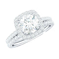 3.25 CT Round Certified Moissanite Wedding Silver Ring Set with Halo