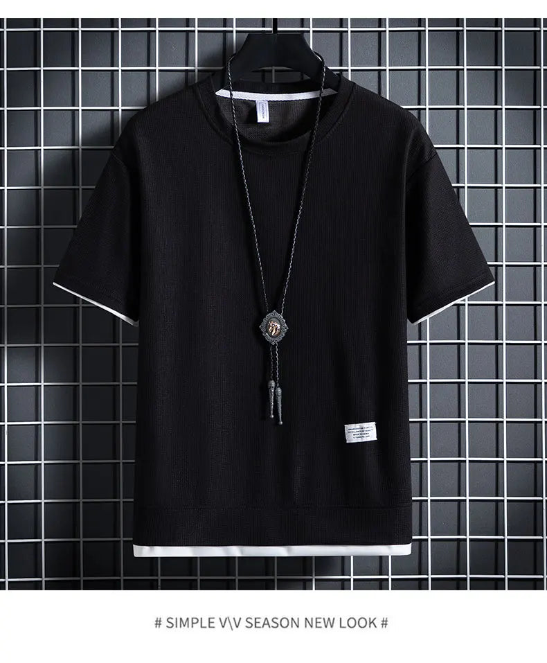 Men's Waffle T-Shirt & Shorts Tracksuit Set