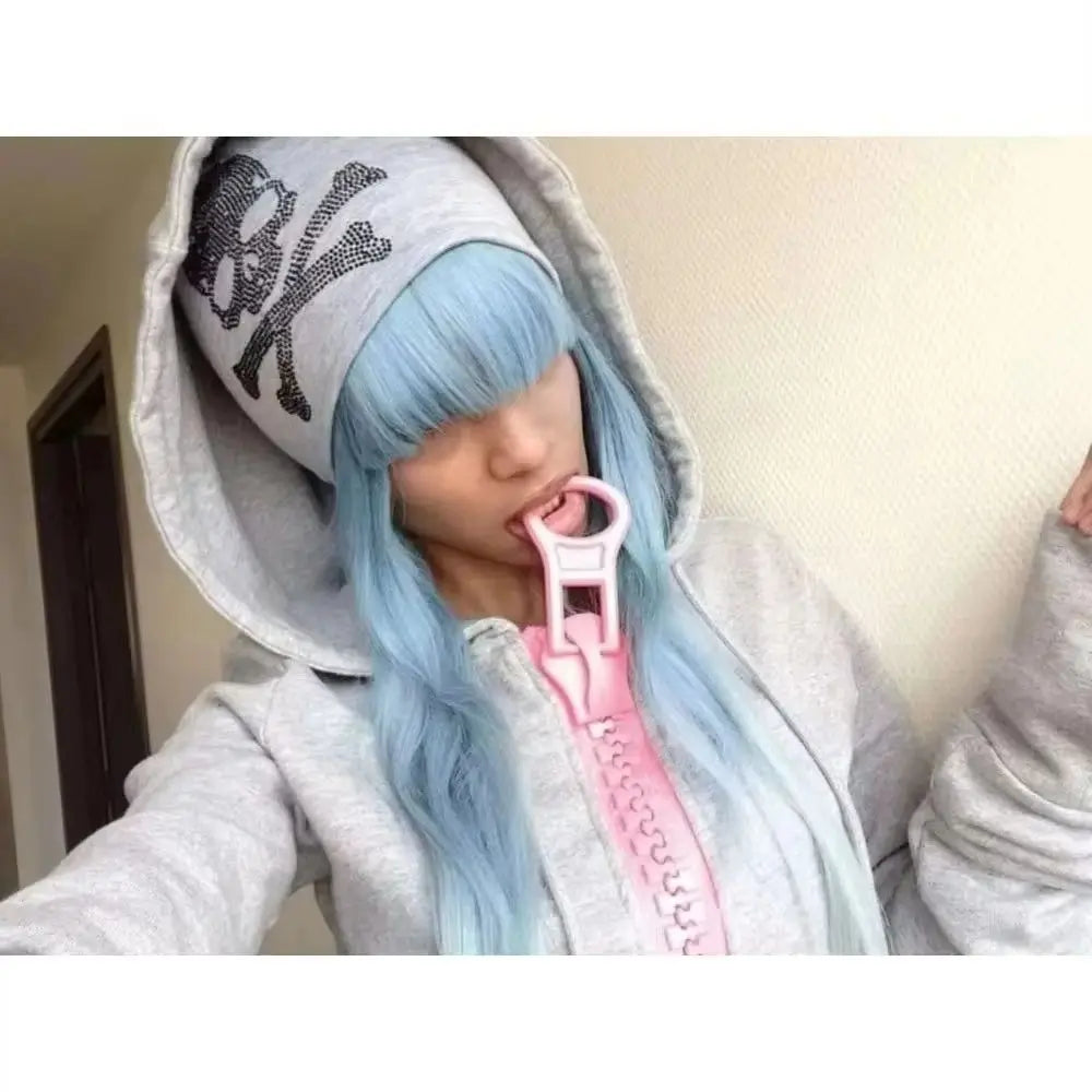 Y2K Harajuku Oversized Zip-Up Hoodie — Women