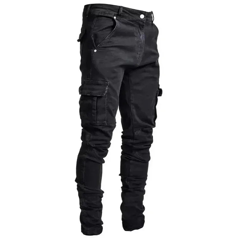 Men's Slim Fit Multi-Pocket Cargo Denim Joggers
