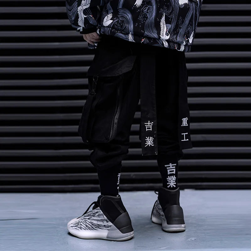 Ribbon Embroidery Techwear Cargo Pants