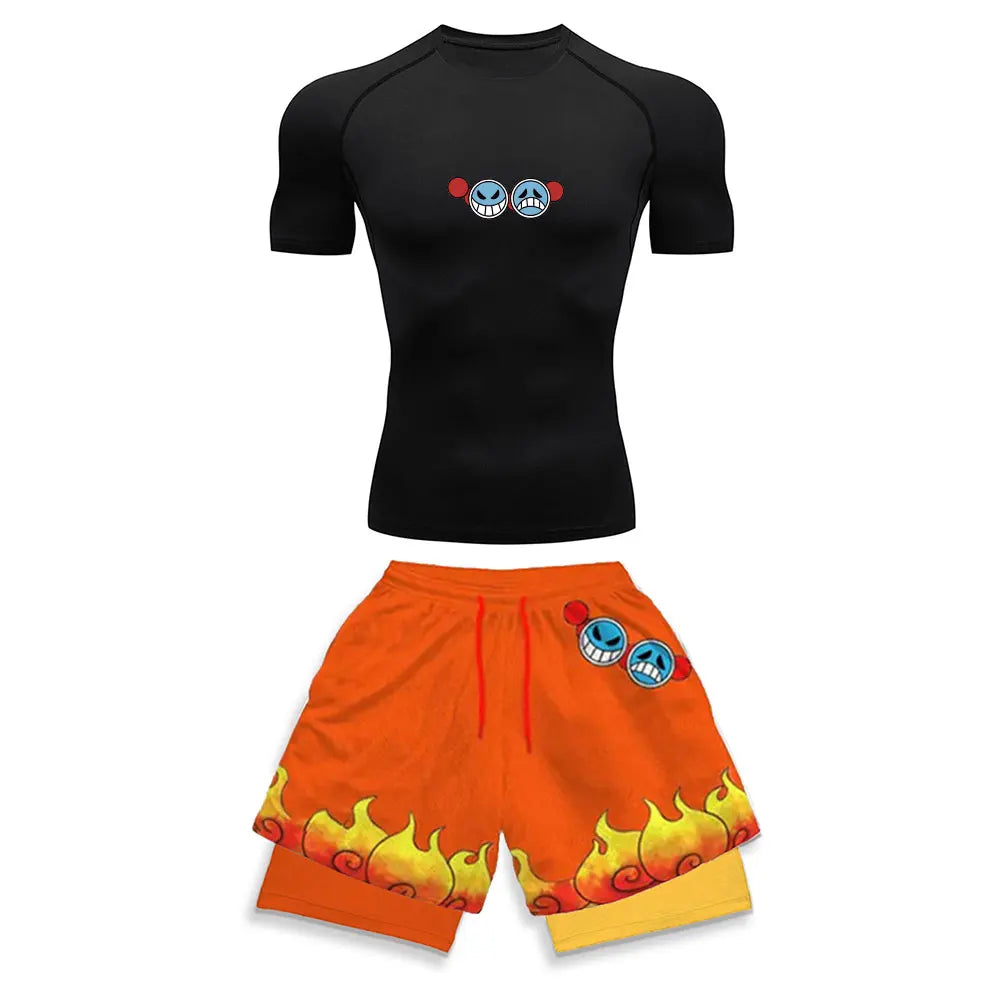 Men's Printed Compression Sports Two-Piece Set