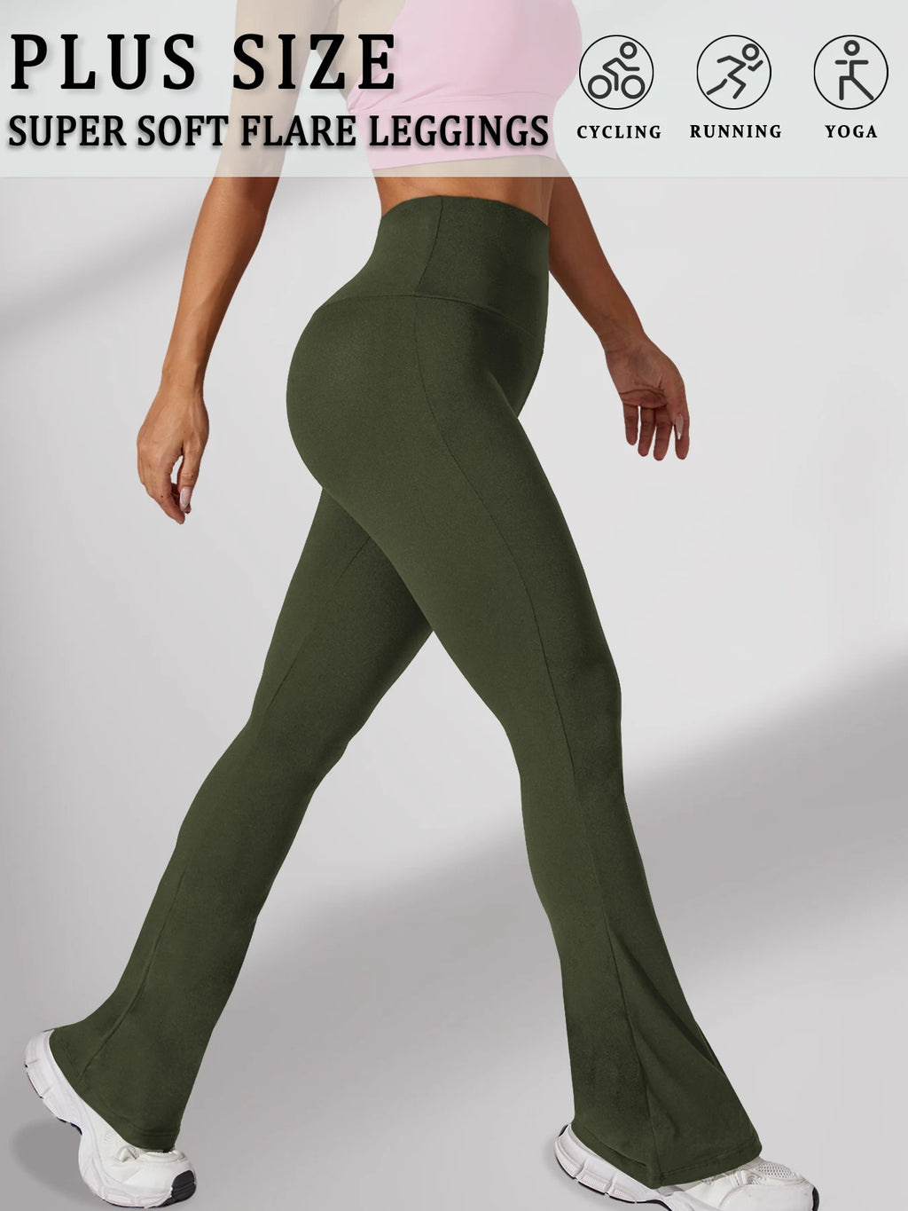 Plus Size High Waist Flare Bootleg Leggings — Women