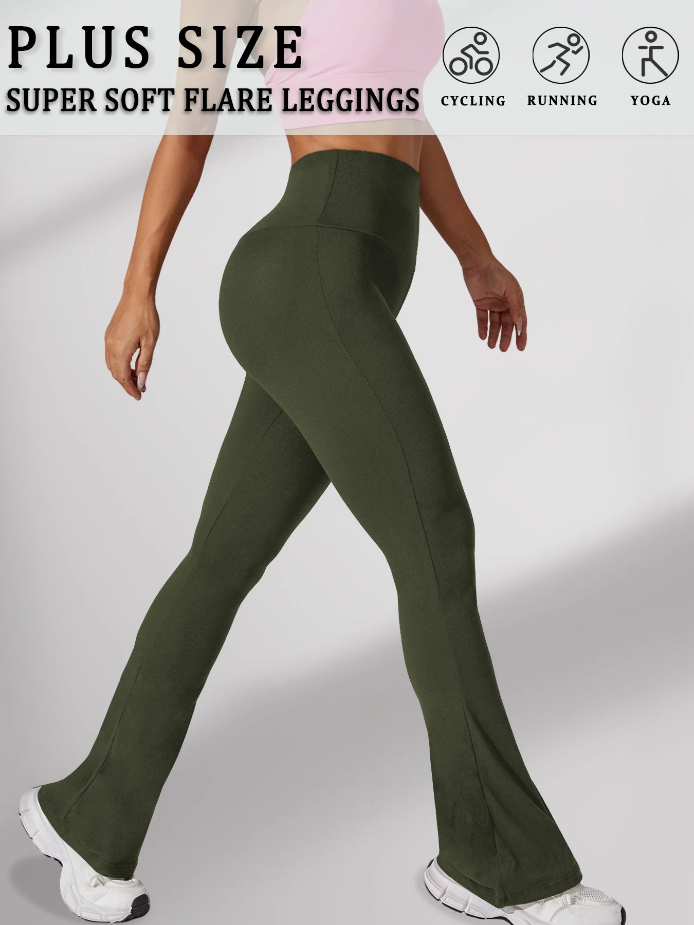 Plus Size High Waist Flare Bootleg Leggings — Women