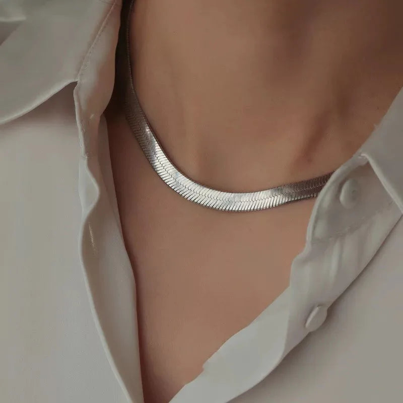 S925 Sterling Silver Necklaces For Women Snake Chain Fashion Minimalist Pendant Necklace Cute Charm Necklace Birthday Gift