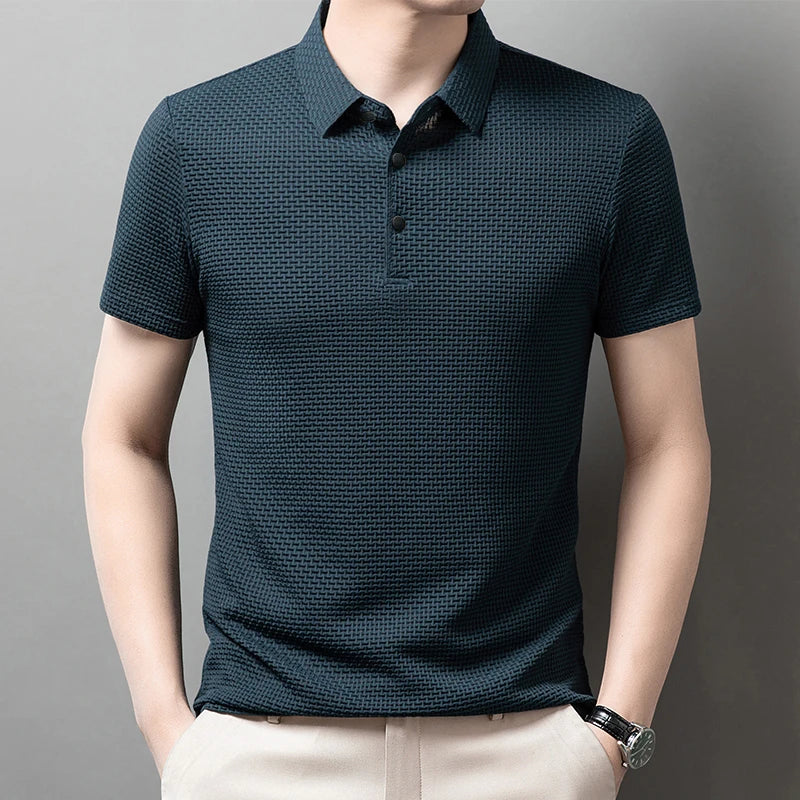 Bone Flower Print Polo Shirt