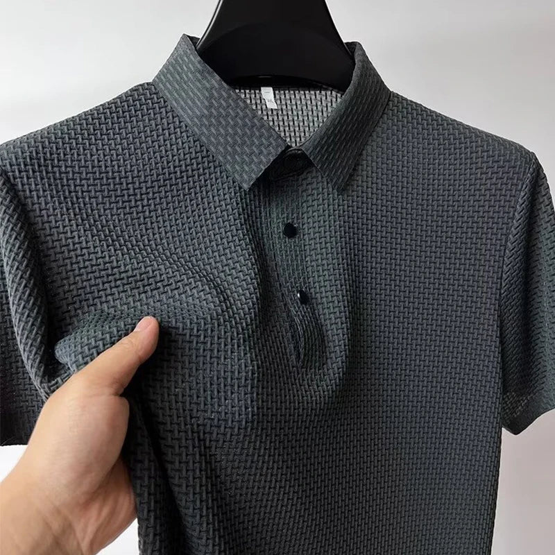 Bone Flower Print Polo Shirt