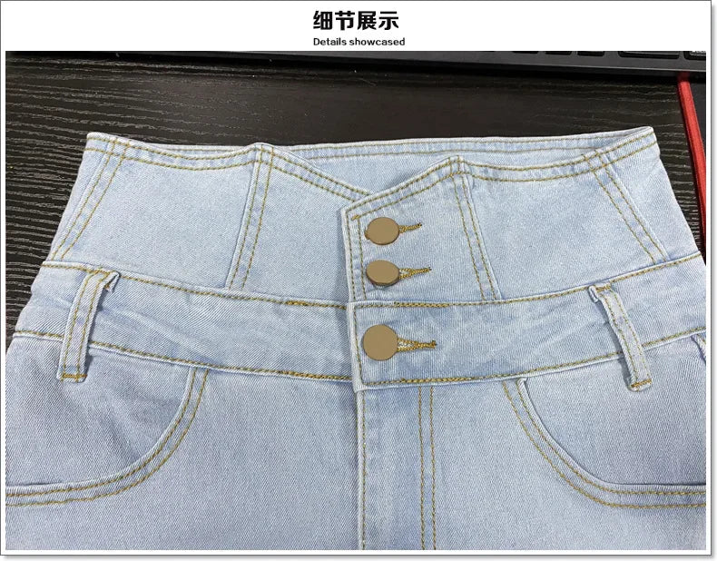 High Waist Tie Denim Pencil Pants