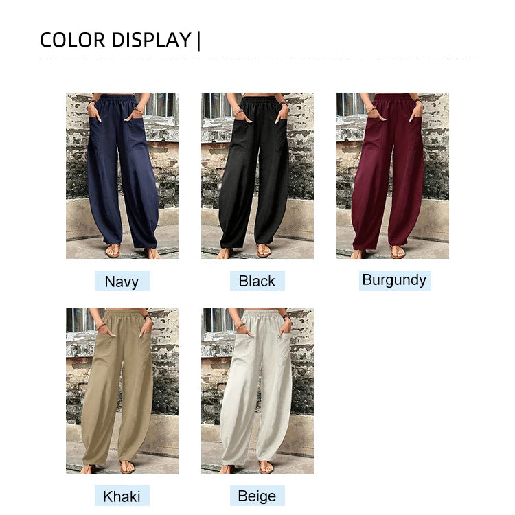 Plus Size Cotton-Linen Harem Trousers — Women