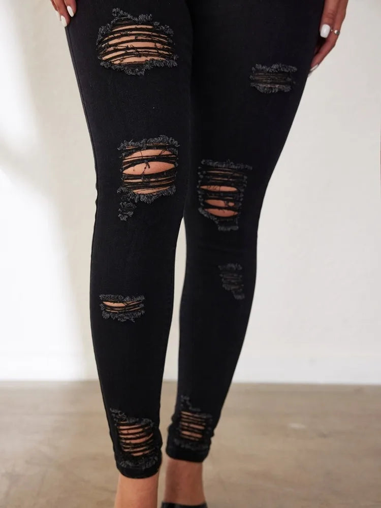 High Waist Tie Denim Pencil Pants