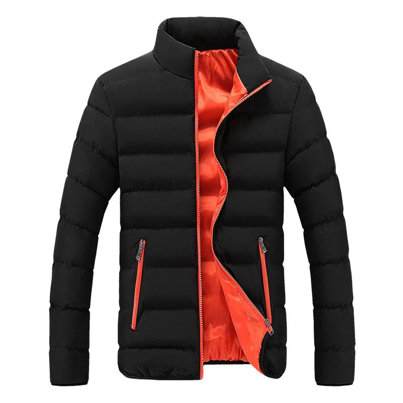 2024 Black New Men's Warm Jacket Cotton Padded Jacket Casual Sports Autumn Winter Men Standing Collar Warm Thick Parker Coat Jac