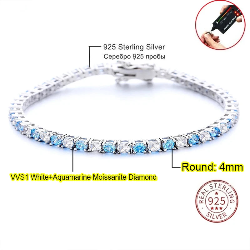 Real Moissanite Tennis Bracelet — 925 Sterling Silver