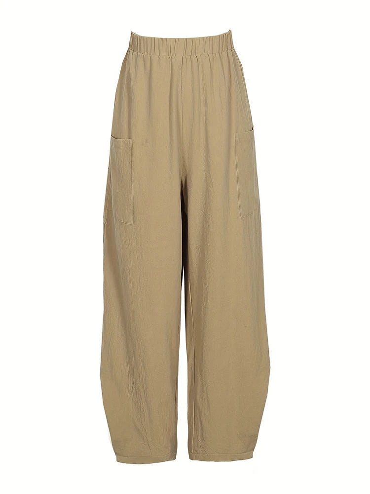 Plus Size Cotton-Linen Harem Trousers — Women