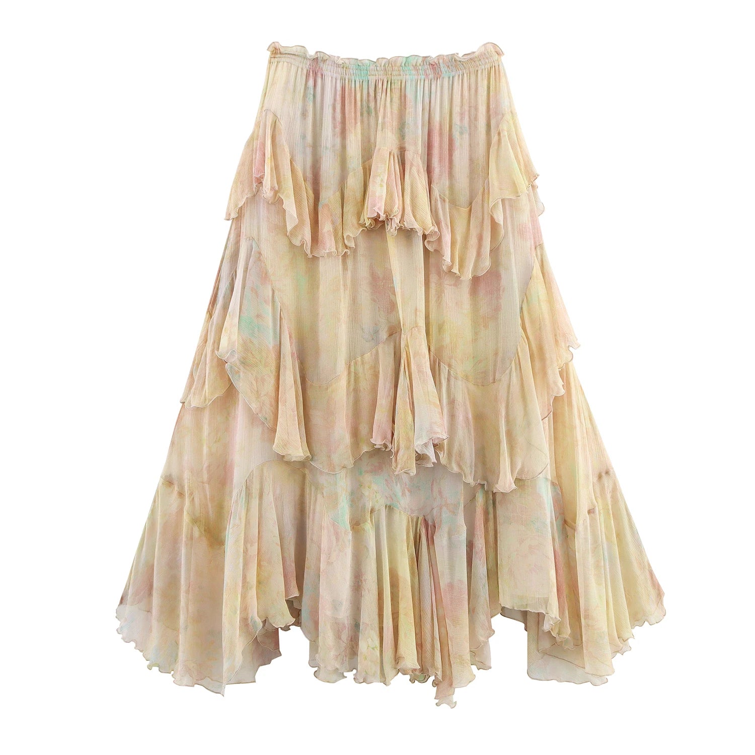 Gradient Tiered Ruffle Maxi Skirt — Women's Boho