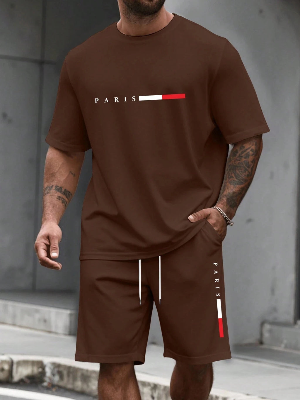 Men's O-Neck Short Sleeve T-Shirt & Shorts Tracksuit Set