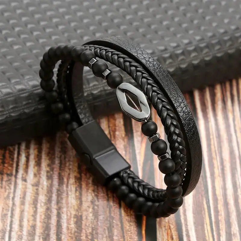 Tiger Stack — Multilayer Tiger Eye Leather Bracelet