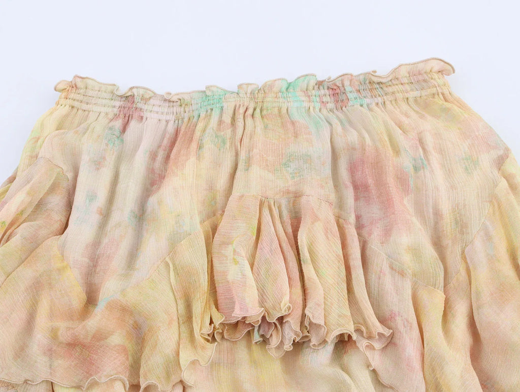 Gradient Tiered Ruffle Maxi Skirt — Women's Boho