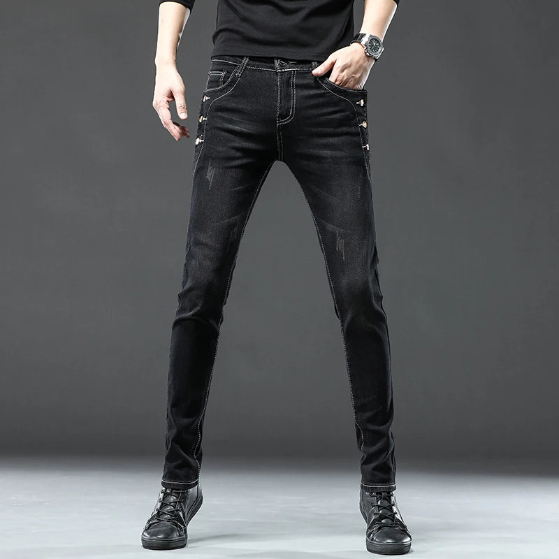 Korean Multi-Button Skinny Jeans
