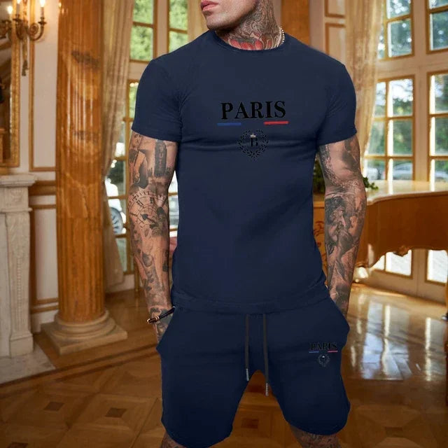 Men's Short Sleeve T-Shirt & Split Shorts Sportswear Set