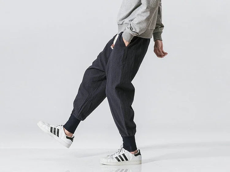 Cotton Linen Drop-Crotch Harem Pants