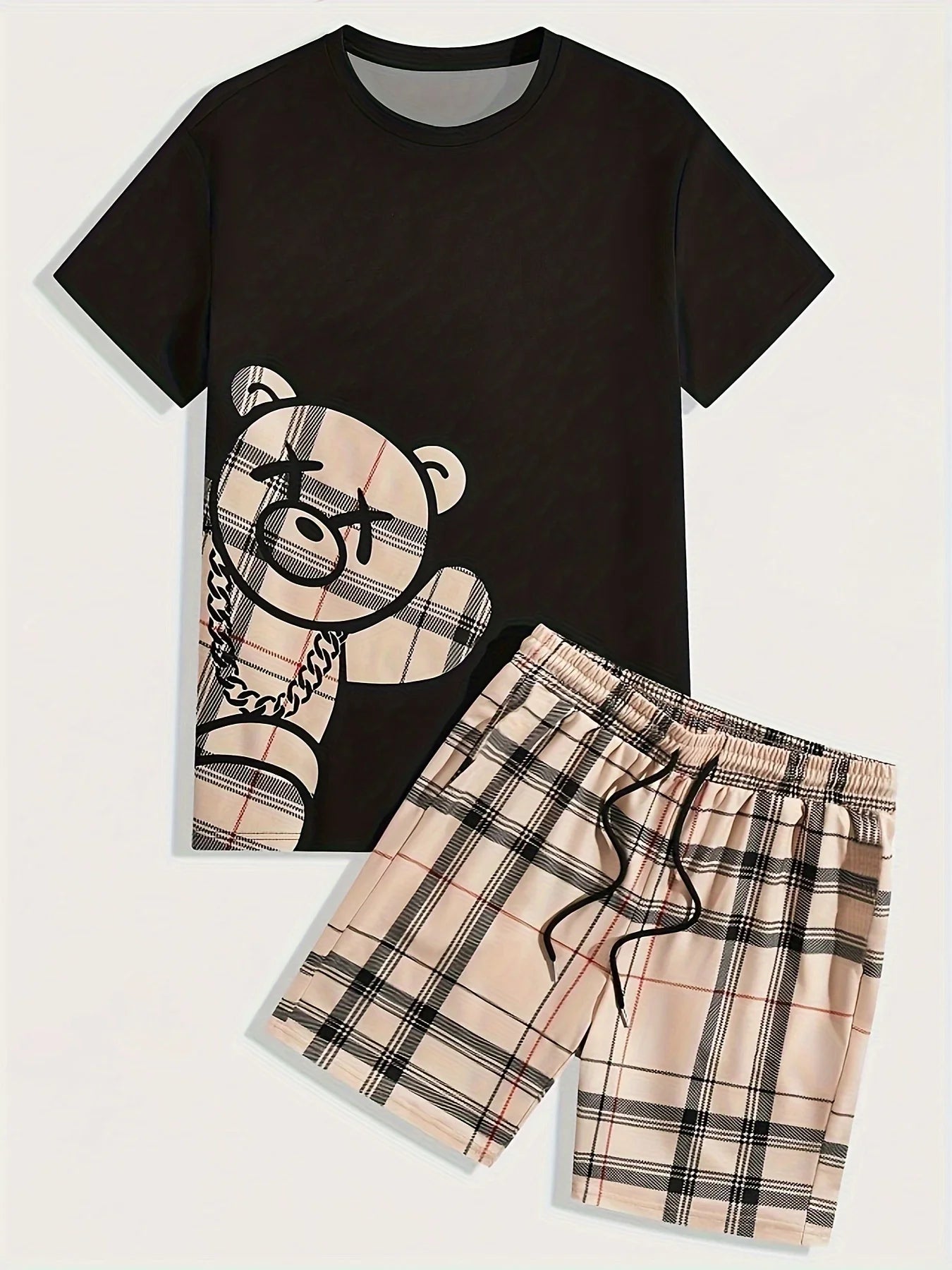 Men's Hip-Hop Bear Print Quick-Dry Sports Set