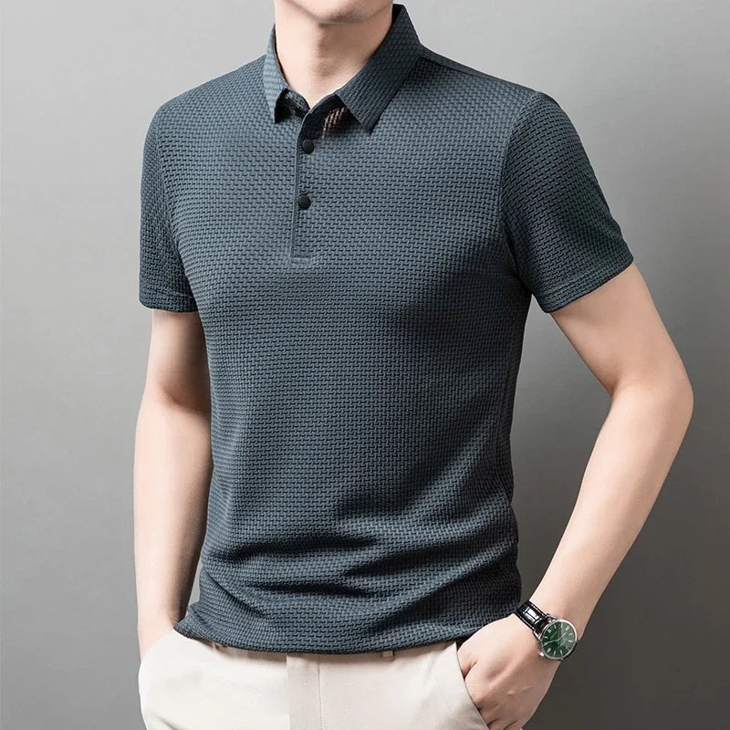 Bone Flower Print Polo Shirt