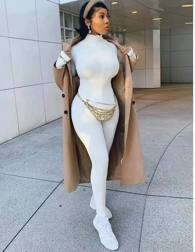 Knit Bodycon Long Sleeve Jumpsuit — Women's