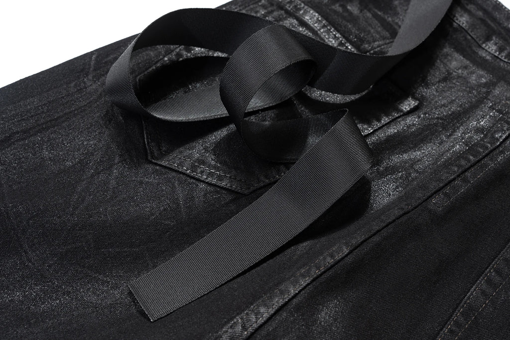 Midnight Flare — Black Wax Leather Stretch Jean