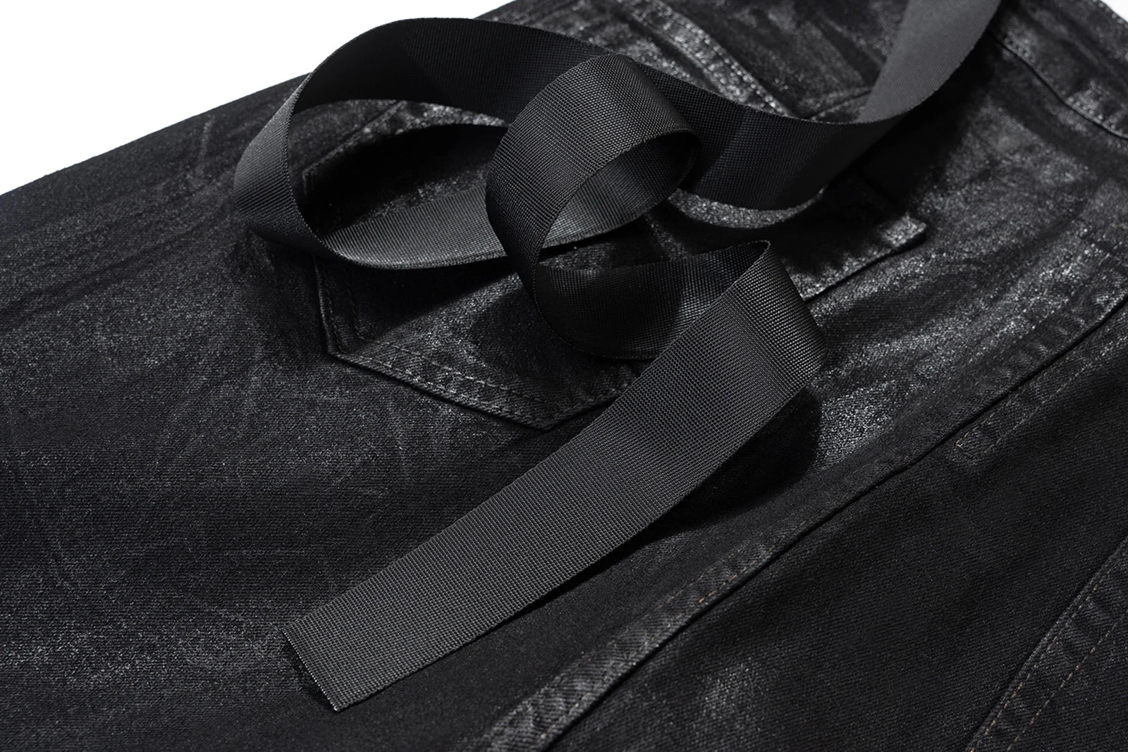 Midnight Flare — Black Wax Leather Stretch Jean