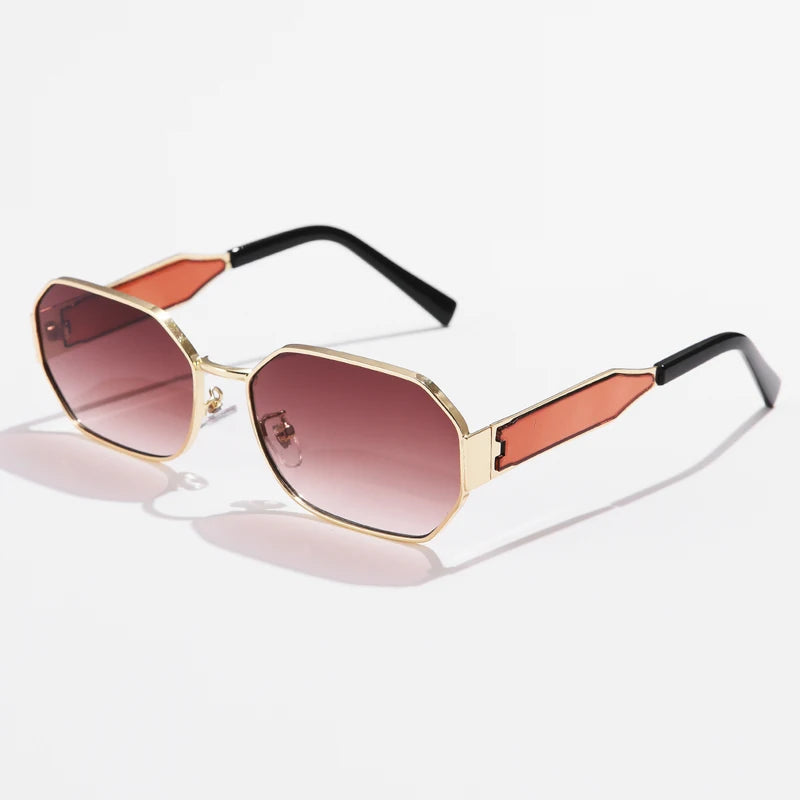 Gold Frame Octagon Sunglasses — Unisex Retro