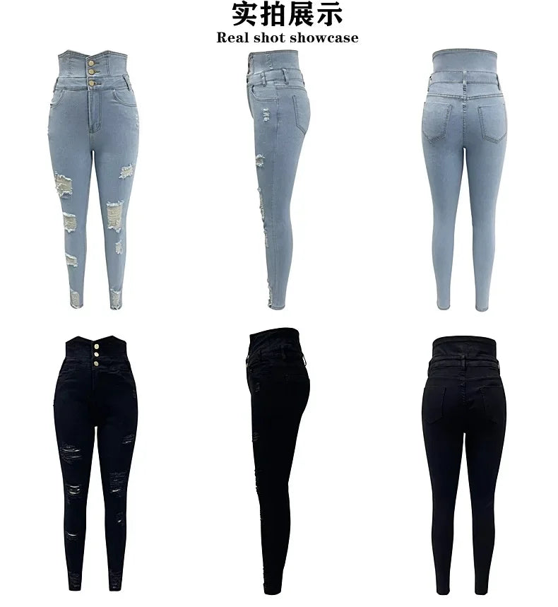 High Waist Tie Denim Pencil Pants
