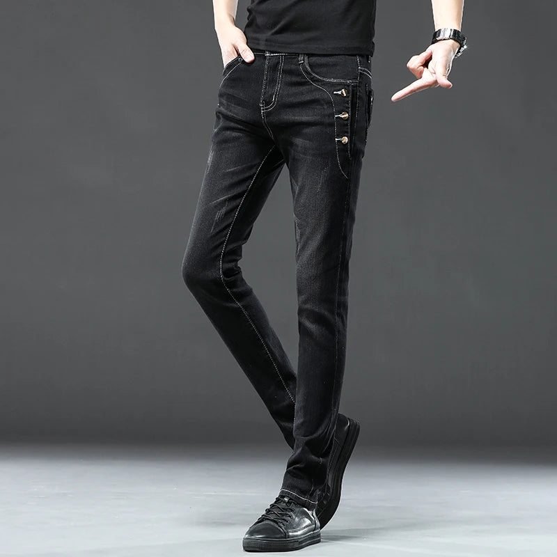 Korean Multi-Button Skinny Jeans