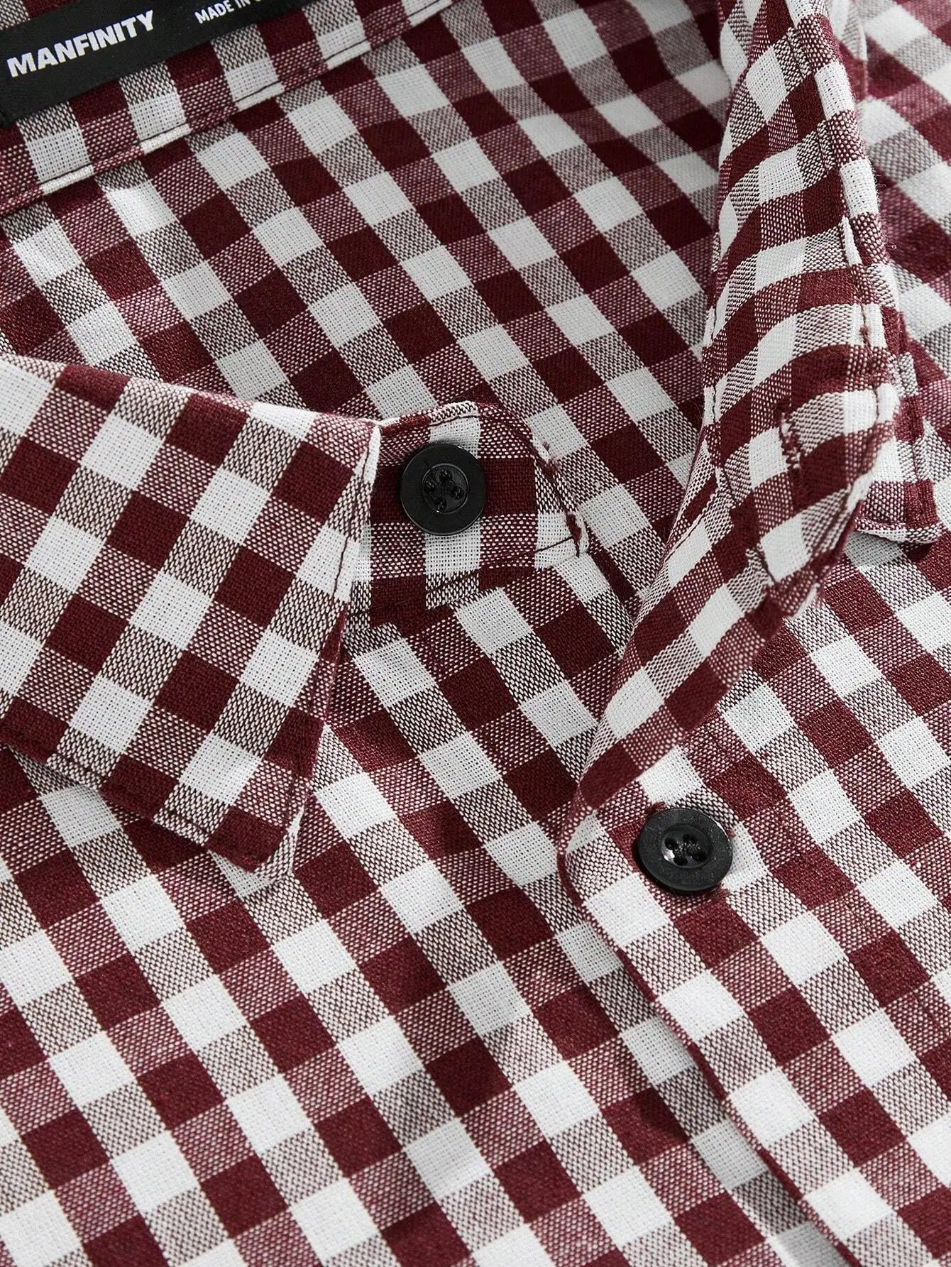 Men Casual Plaid Cropped Short Sleeve Shirt Y2k Street Style