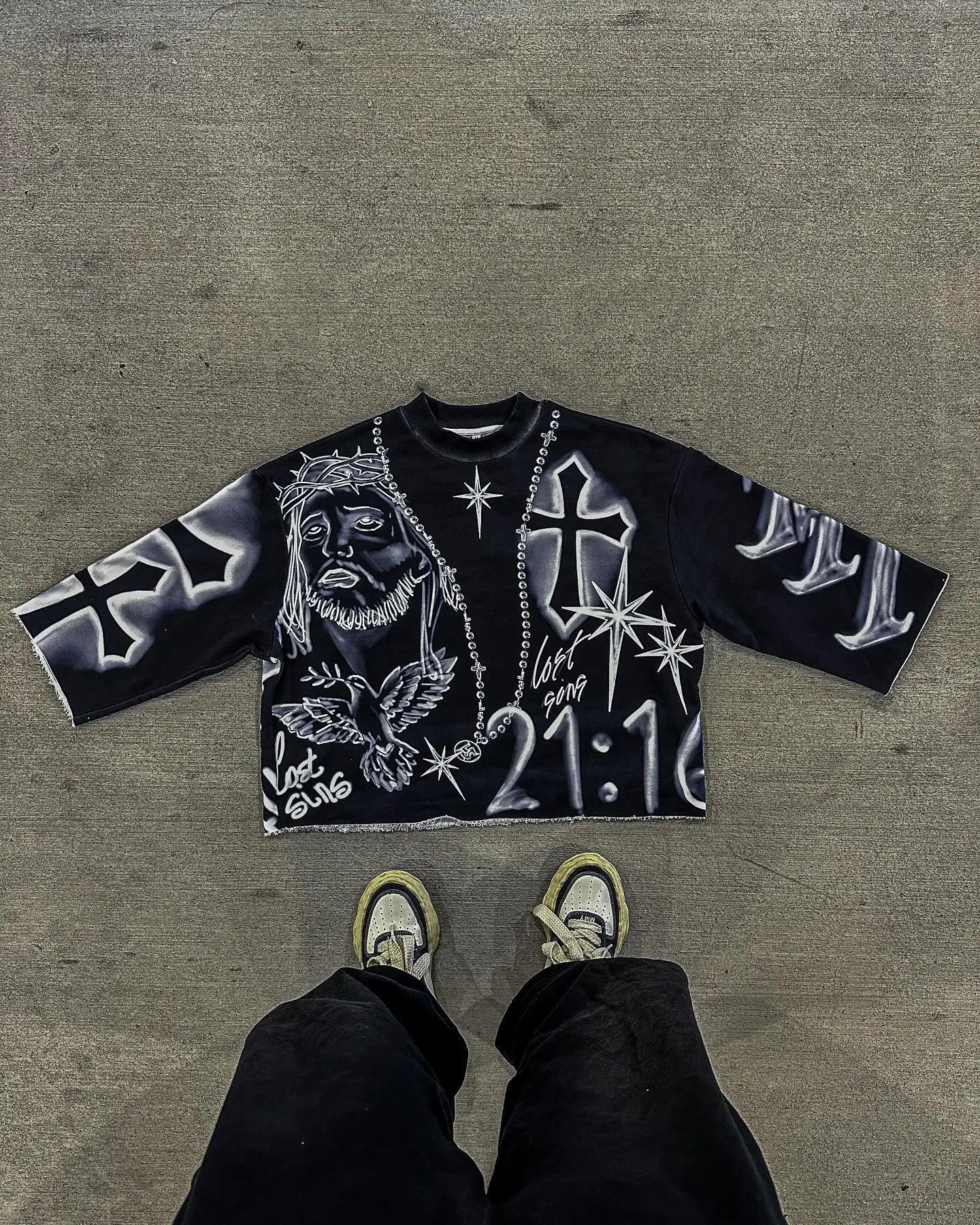 Tie Dye Cross Cropped Graphic Tee