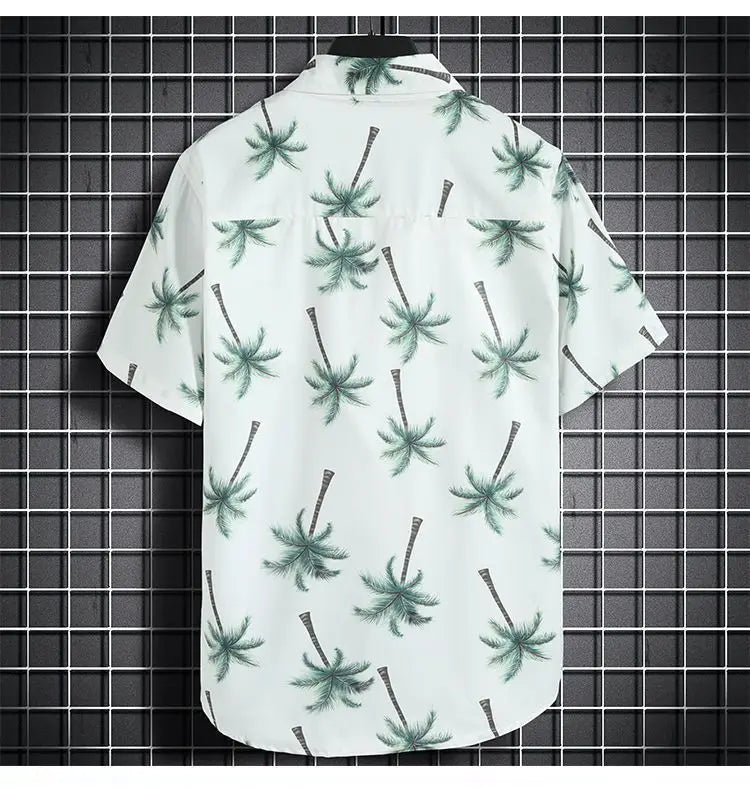 Men's Hawaiian Print Shirt & Shorts Beach Set