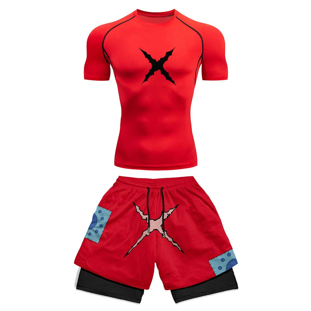 Men's Printed Compression Sports Two-Piece Set