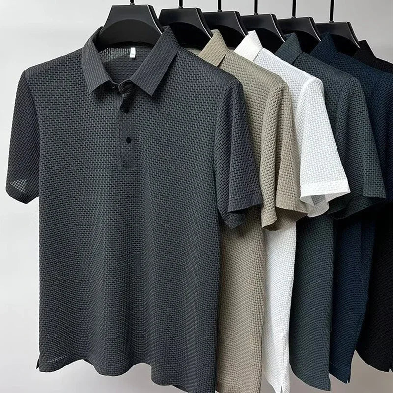 Bone Flower Print Polo Shirt