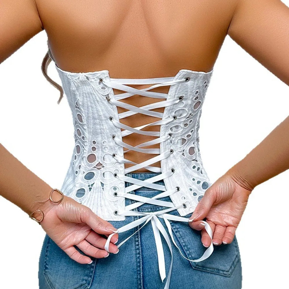 Mesh Lace Bustier Corset Top